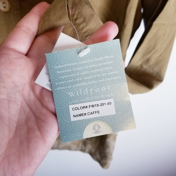 Wildroot linen silk long sleeve button shirt tan - Picture 4 of 10